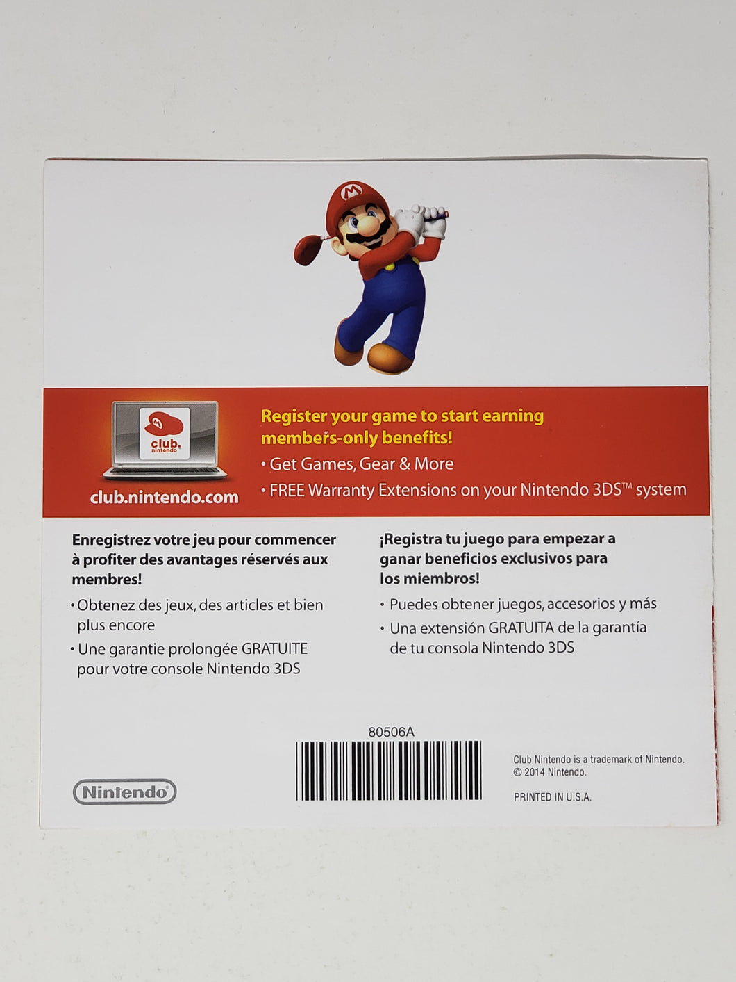 Nintendo Mario Golf World Tour [Insertion] - Nintendo 3DS