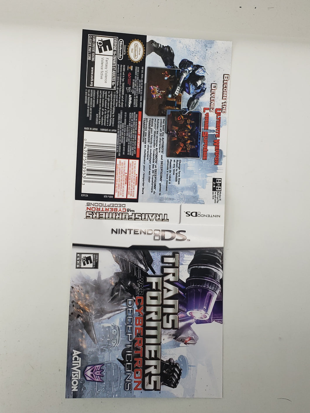 Transformers - War for Cybertron Decepticons [Couverture] - Nintendo DS