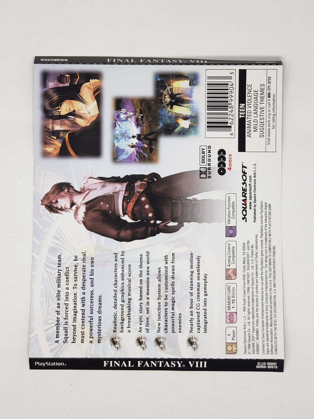 Final Fantasy VIII [Back cover art] - Sony Playstation 1 | PS1