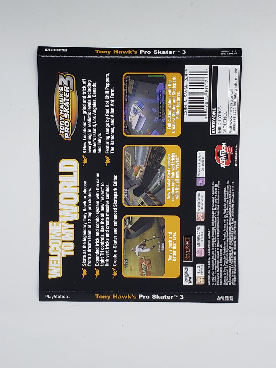 Tony Hawk 3 [Back Cover Art] - Sony Playstation 1 | PS1