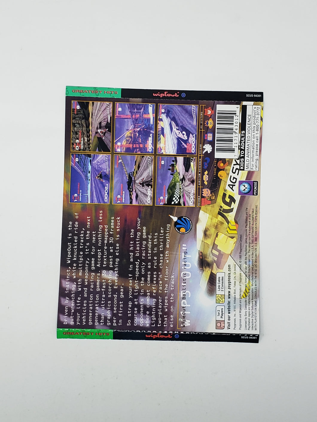 Wipeout [Grands Succès] [Couverture de dos] - Sony Playstation 1 | PS1