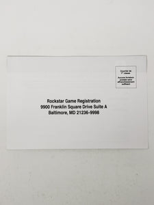 Rockstar Games Registration Card [Insertion] - Sony Playstation 2 | PS2