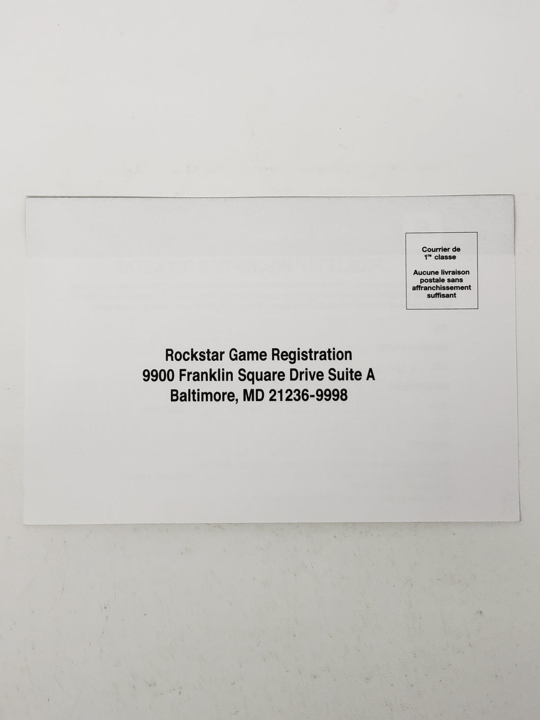 Rockstar Games Registration Card [Insert] - Sony Playstation 2 | PS2