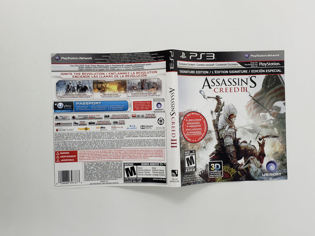 Assassin's Creed III [Édition Signature] [Couverture] -Sony Playstation 3 | PS3