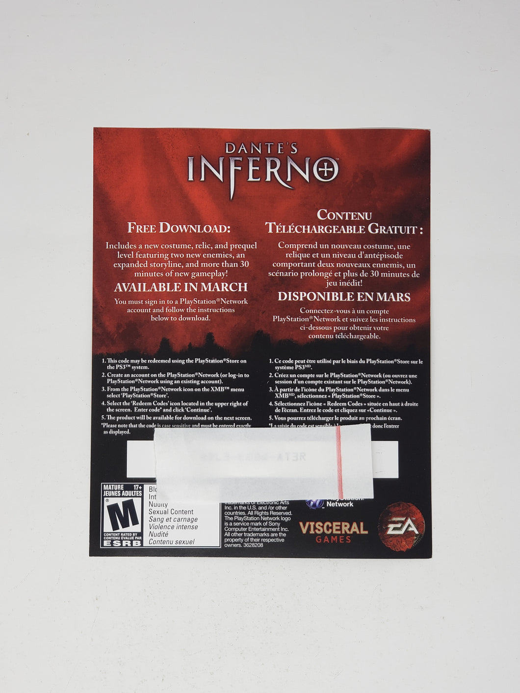 Dante's Inferno Code [Insert] - Sony Playstation 3 | PS3