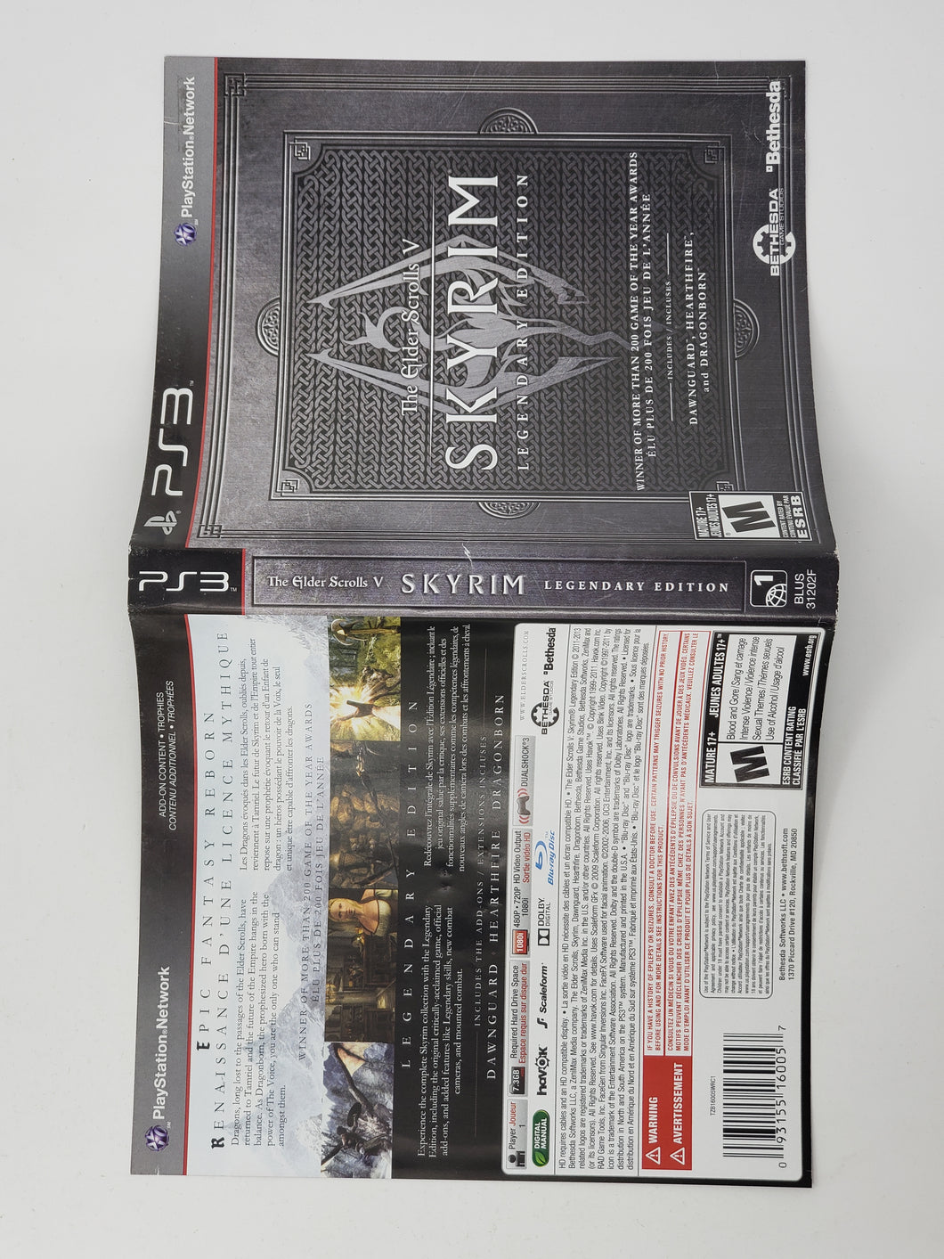 Elder Scrolls V - Skyrim Legendary Edition [Cover art] - Sony Playstation 3 | PS3