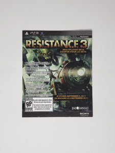 Resistance 3 [Insert] - Sony Playstation 3 | PS3