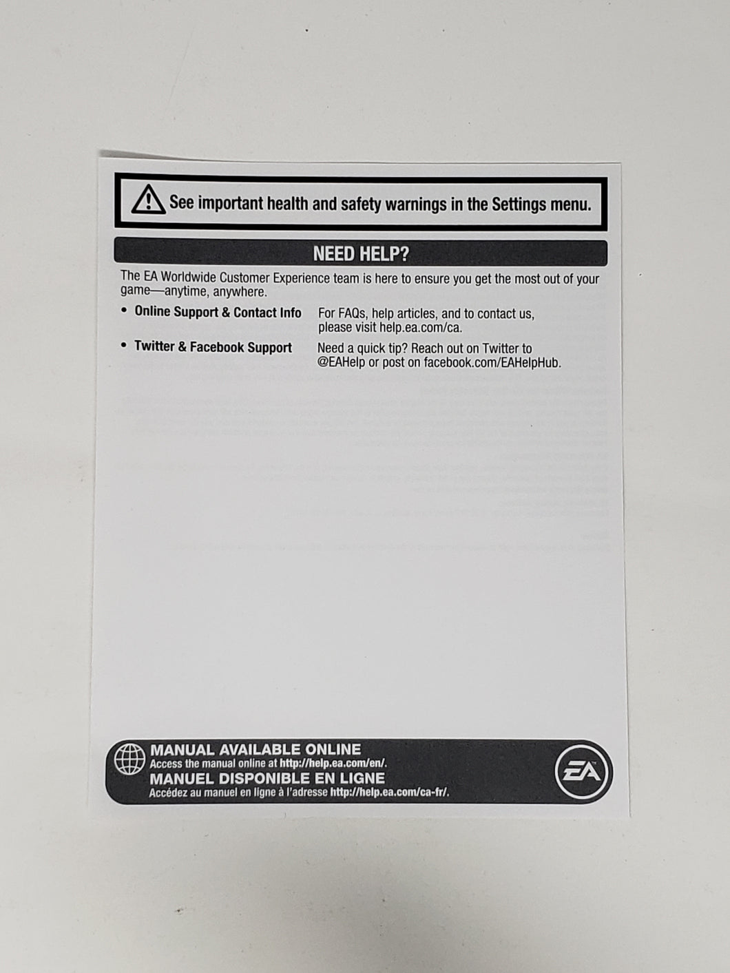 Health and Safety Manual [Insertion] - Sony Playstation 4 | PS4