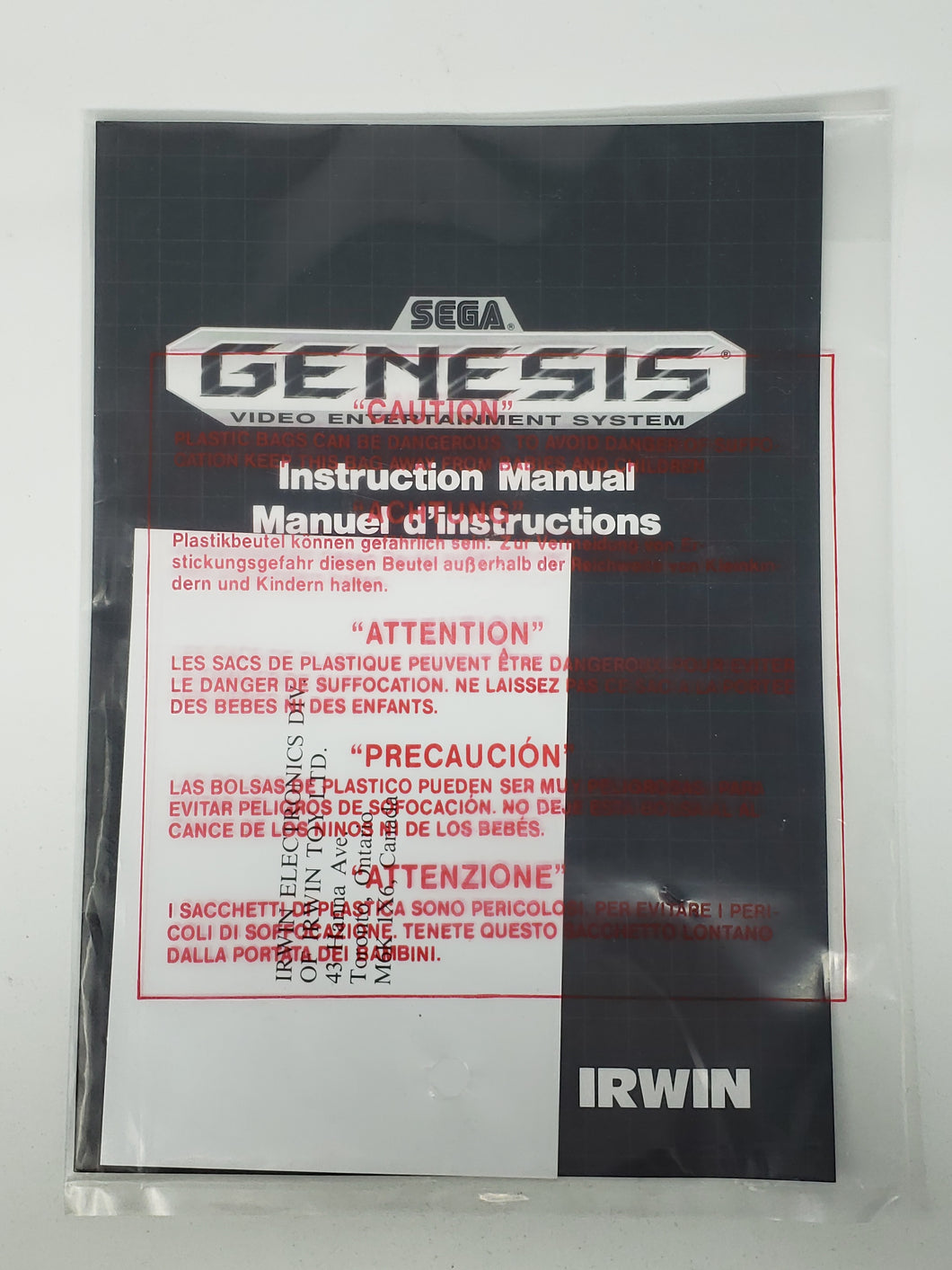 Sega Genesis Console Instruction Manual