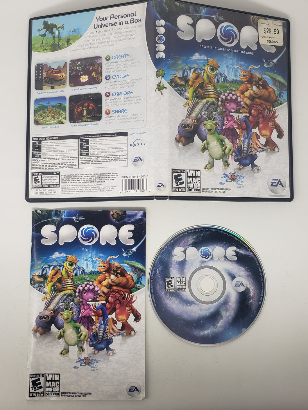 Spore DVD-ROM Computer Game WindowsMac 2008 - PC Game