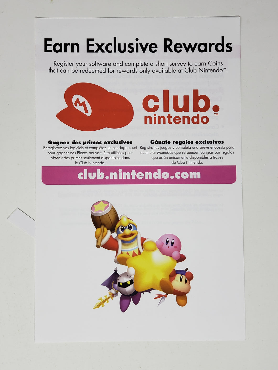 Kirby's Return to Dream Land Club Nintendo [Insertion] - Nintendo Wii