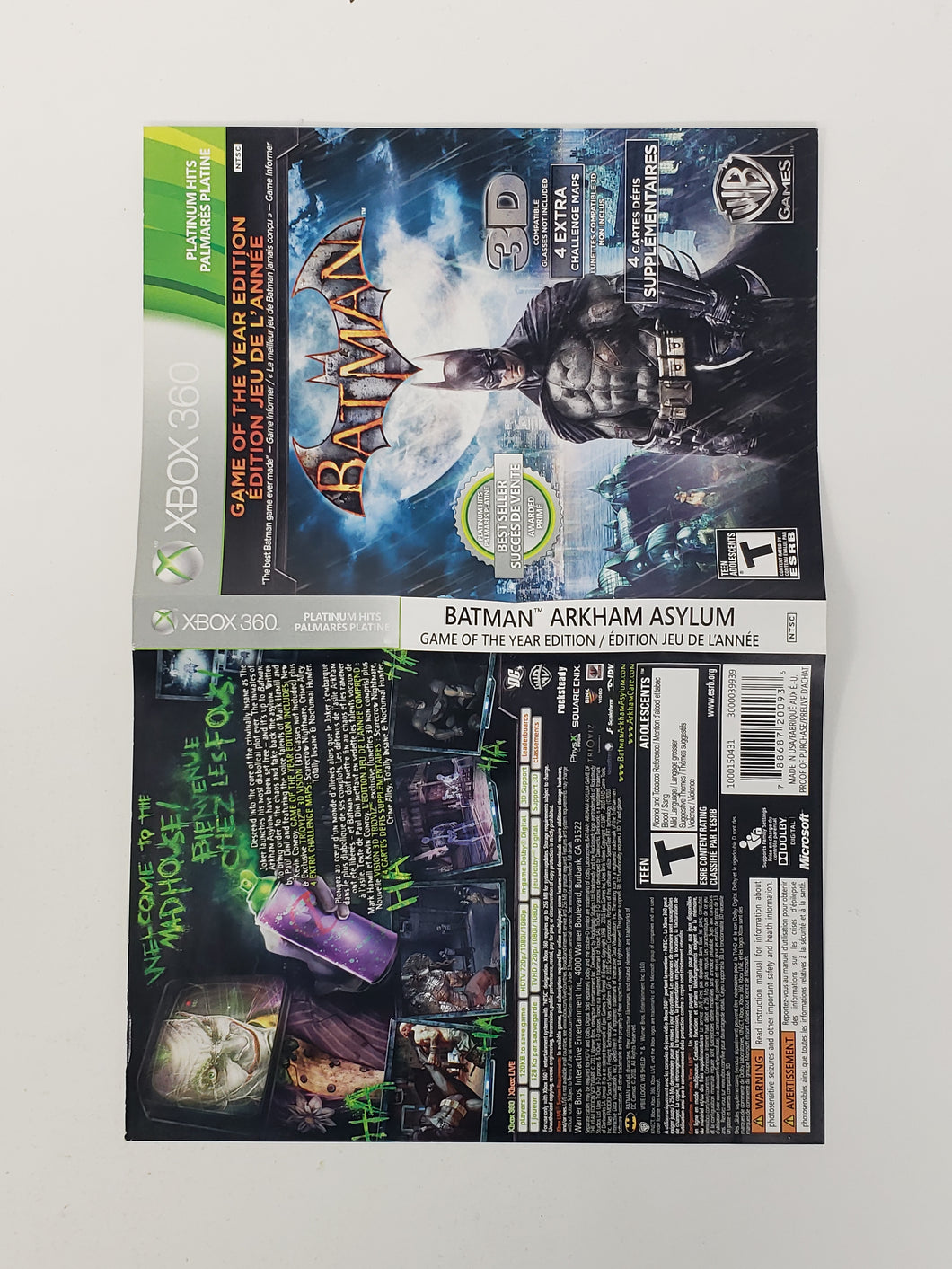 Batman - Arkham Asylum [Game of the Year] [Platinum Hits][cover art] - Microsoft Xbox360