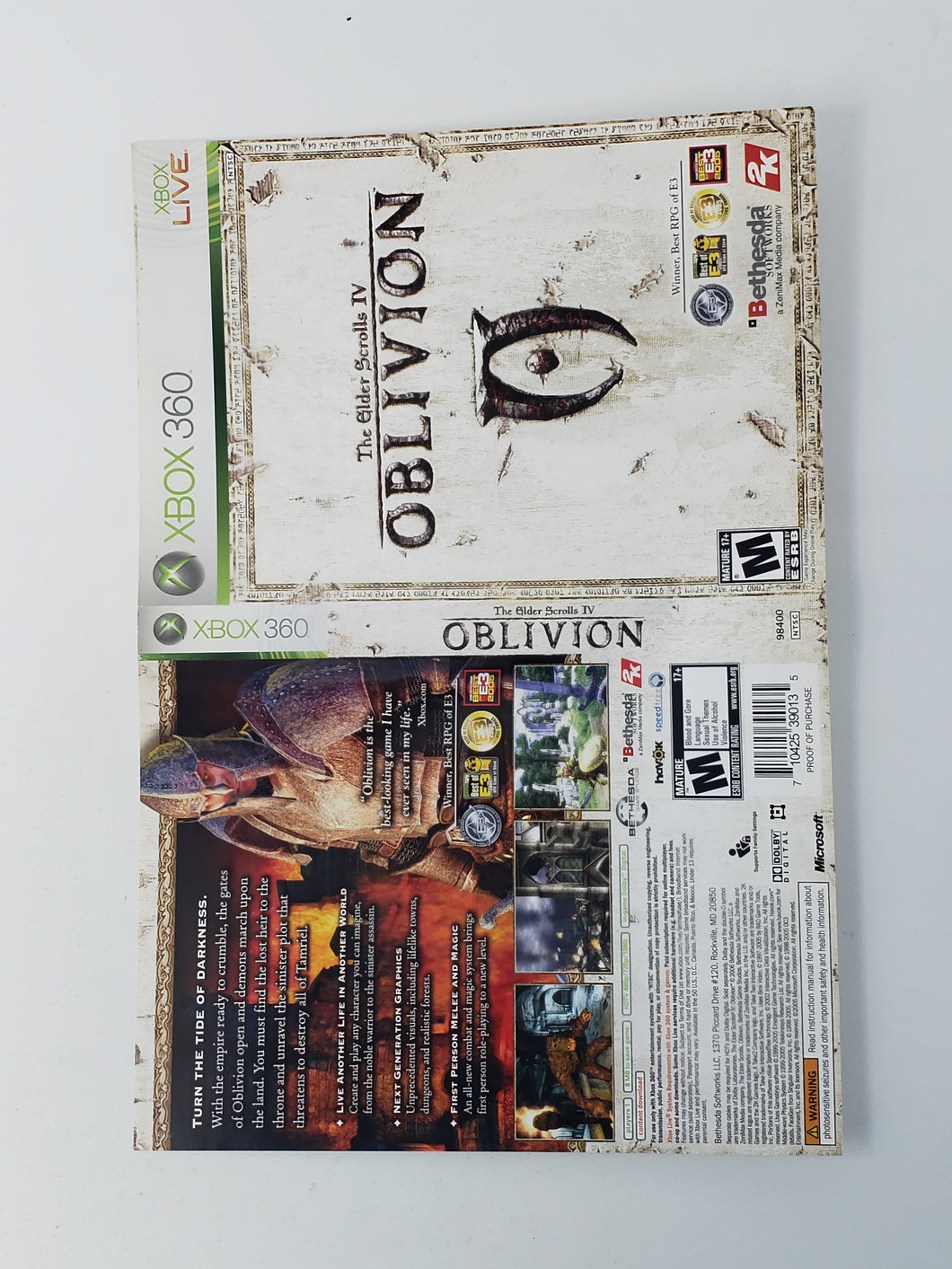 Elder Scrolls IV Oblivion [couverture] - Microsoft Xbox 360