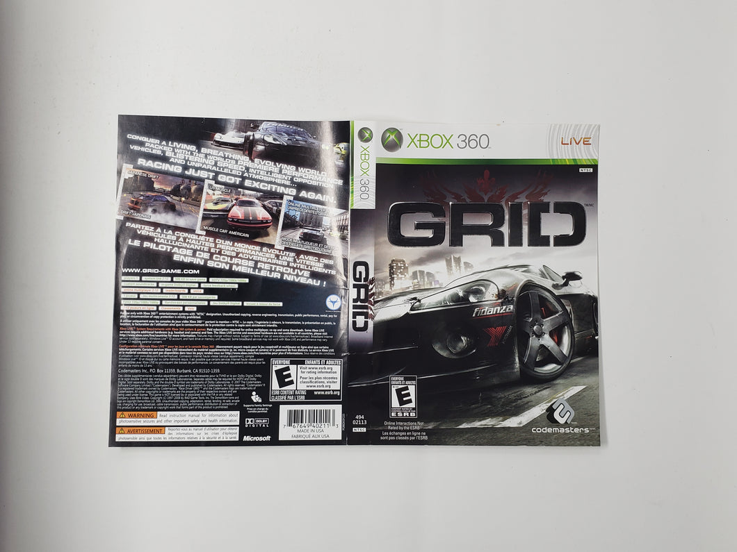 Grid [cover art] - Microsoft XBOX360