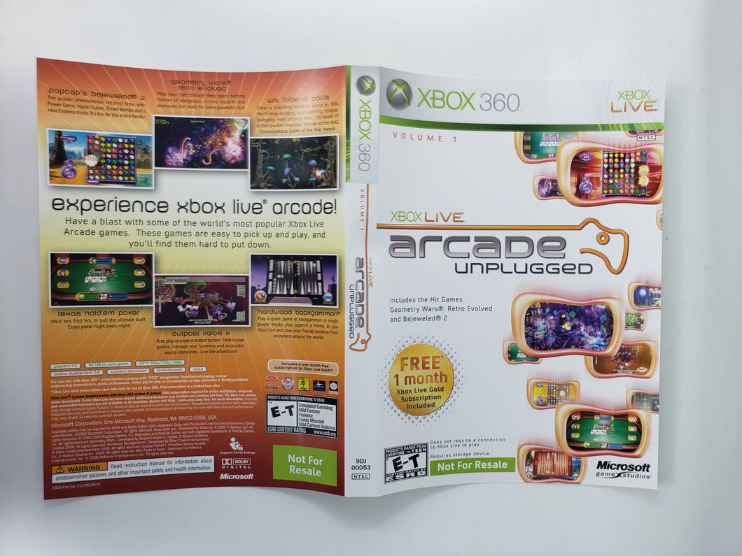 Xbox Live Arcade Unplugged Volume 1 [Couverture] - Microsoft Xbox 360