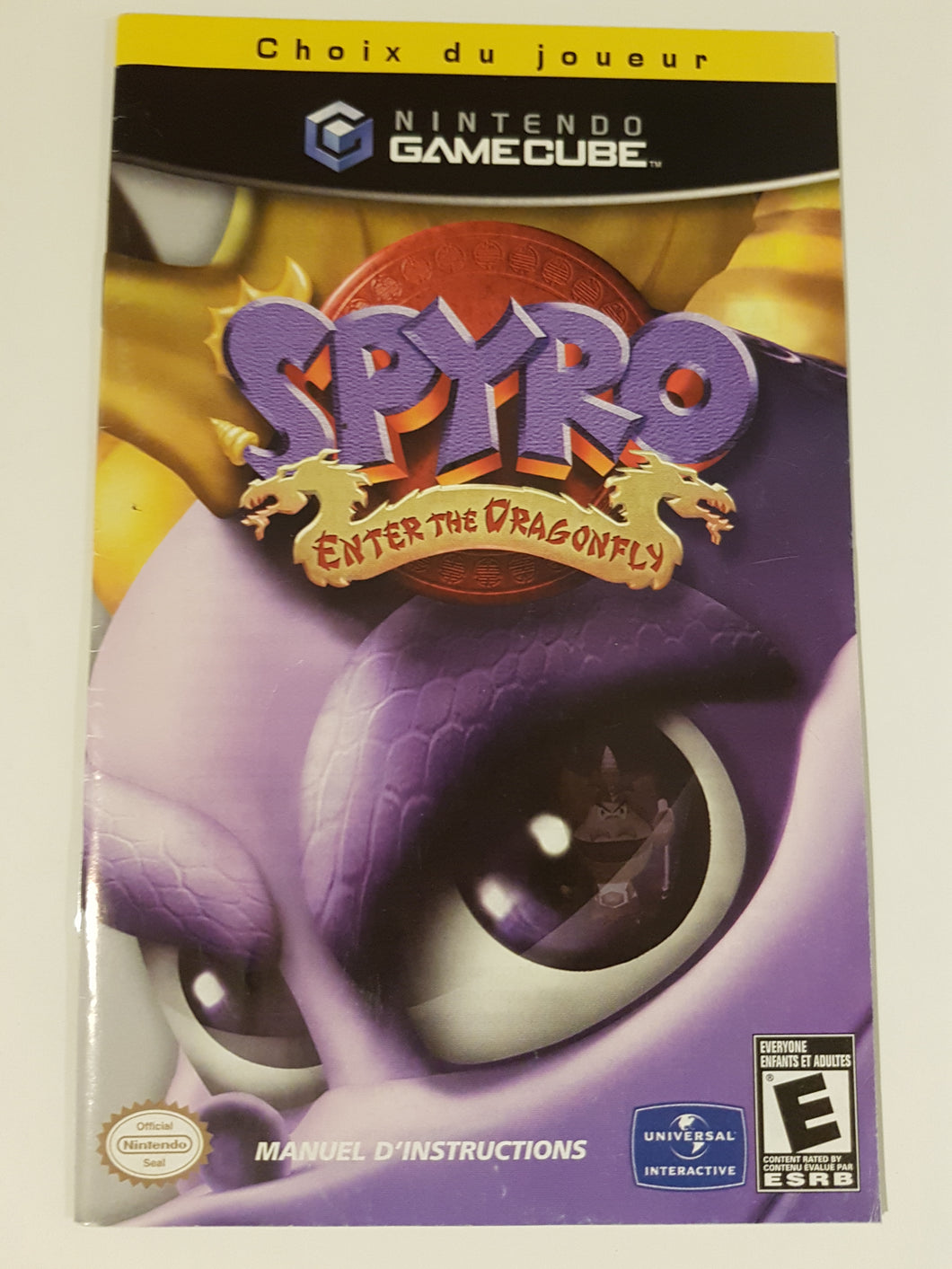 Spyro Enter the Dragonfly Choix du joueur [manuel] - Nintendo GameCube