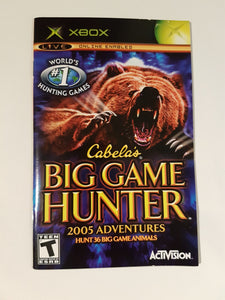 Cabela's Big Game Hunter 2005 Adventures [manuel] - Microsoft Xbox