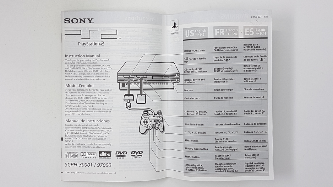 Manuel d'utilisation de la console [SCPH-30001] - Sony Playstation 2