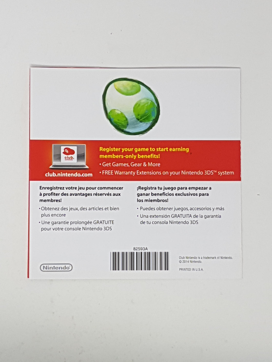 Club Nintendo New Yoshi's Island [Insert] - Nintendo 3DS