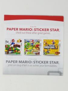 3DS Paper Mario Sticker Star 78558A [Insert] - Nintendo 3DS