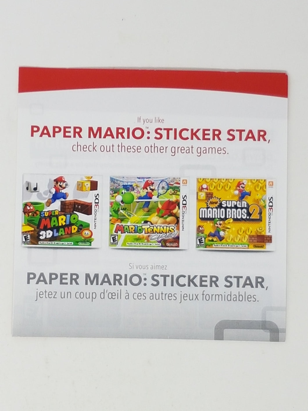 3DS Paper Mario Autocollant Étoile 78558A [Insertion] - Nintendo 3DS