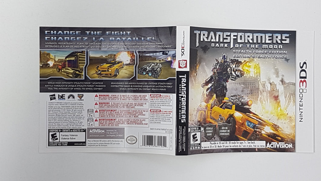 Transformers - Édition Dark of the Moon Stealth Force [Couverture] - Nintendo 3DS