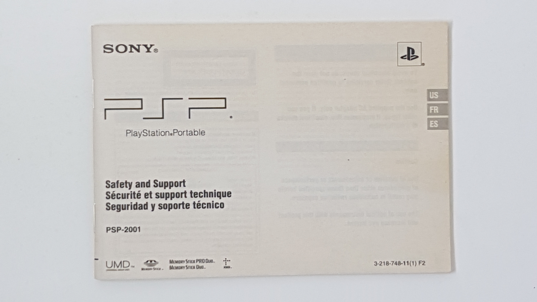 Console Manual Safety and Support PSP-2001 - Sony PSP