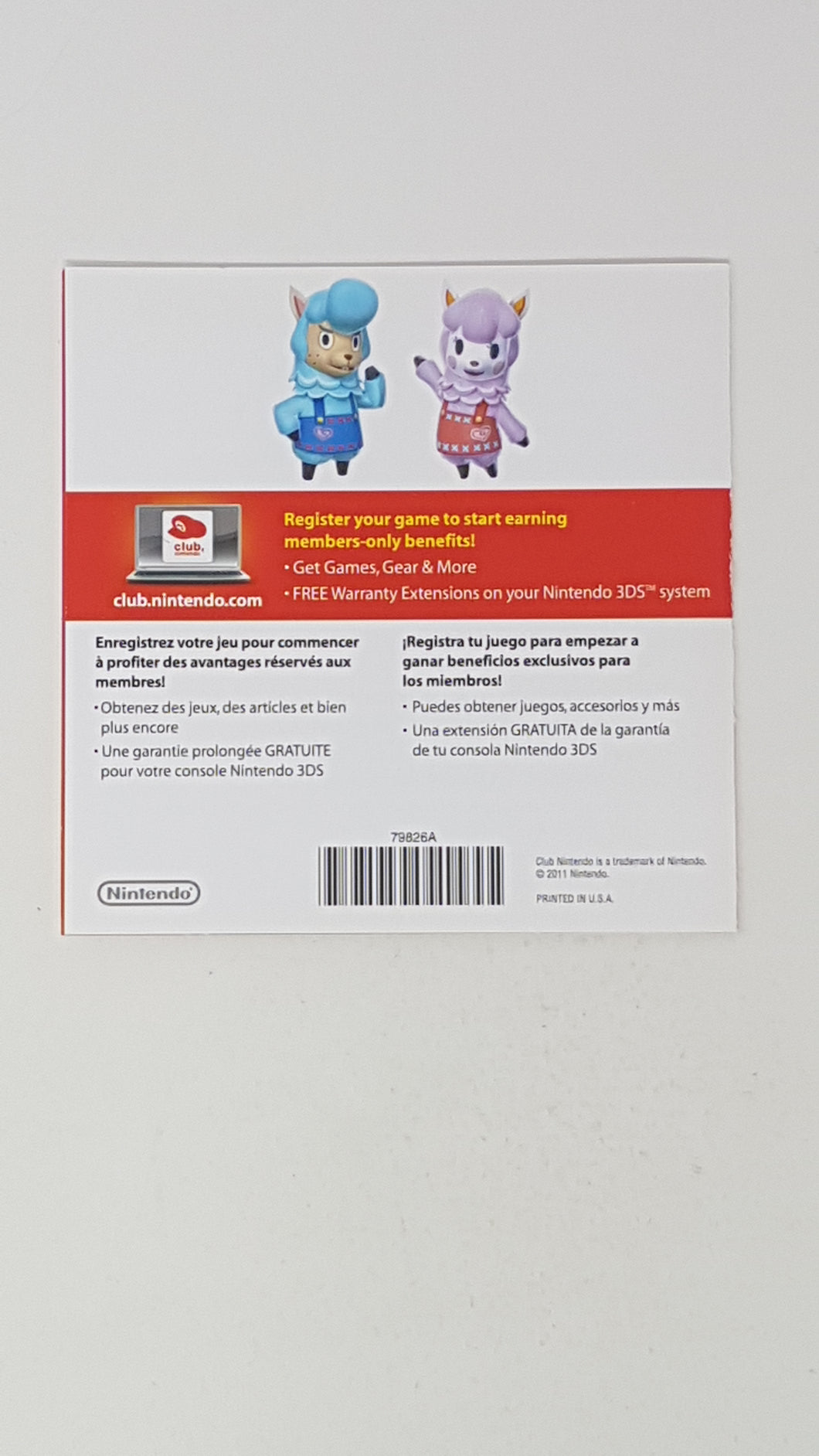 Animal Crossing Club Nintendo [Insertion] - Nintendo 3DS