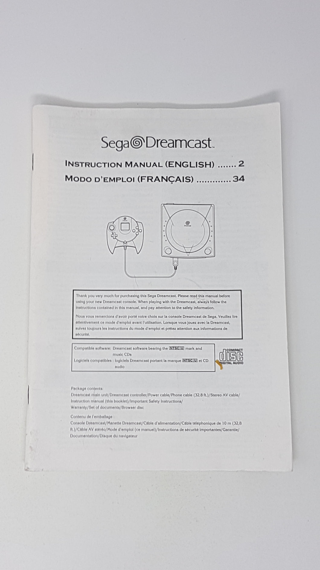 Console Instruction Manual - Sega Dreamcast