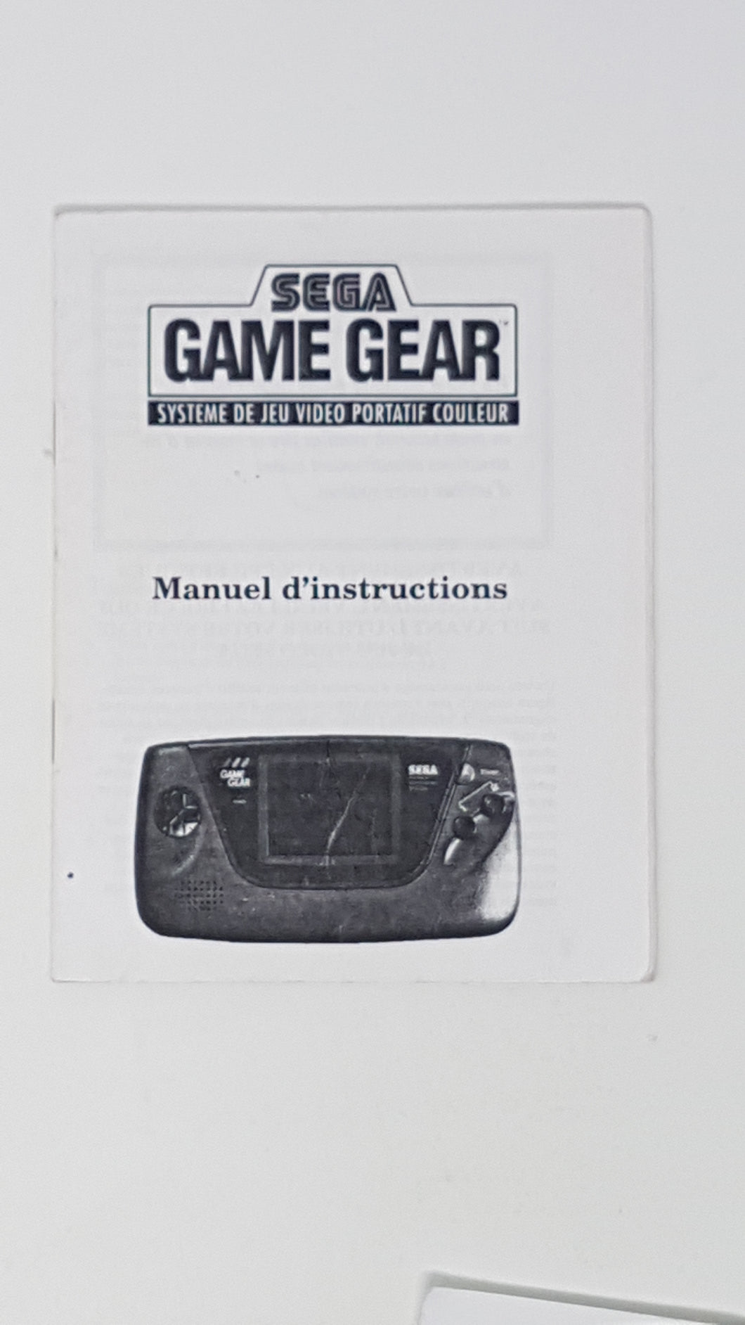 Console Instruction Manual - Sega GameGear