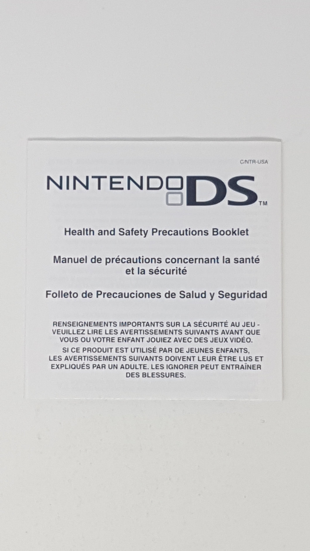 Health and Safety Precaution Booklet - Nintendo DS