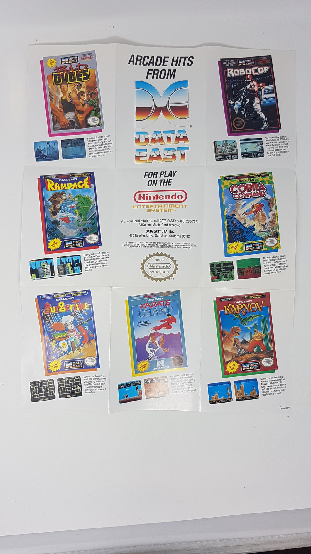 Data East Arcade Hits [Poster] - Nintendo NES