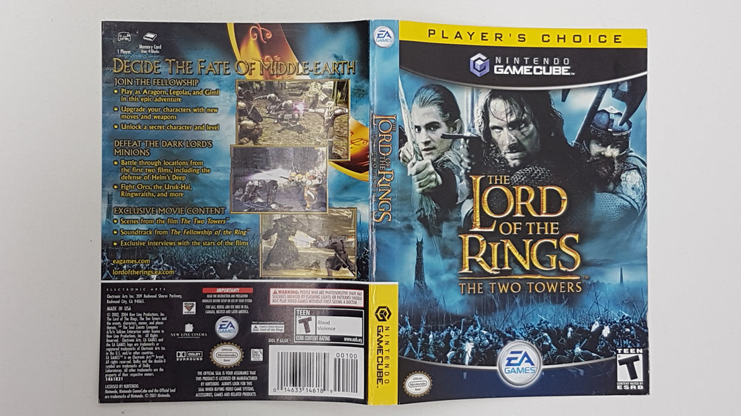 Lord of the Rings Two Towers - Choix du joueur [Couverture] - Nintendo GameCube