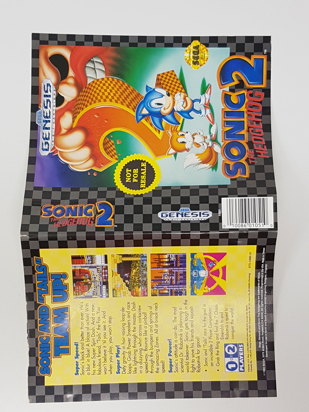 Sonic the Hedgehog 2 [Not for Resale] [Cover art] - Sega Genesis