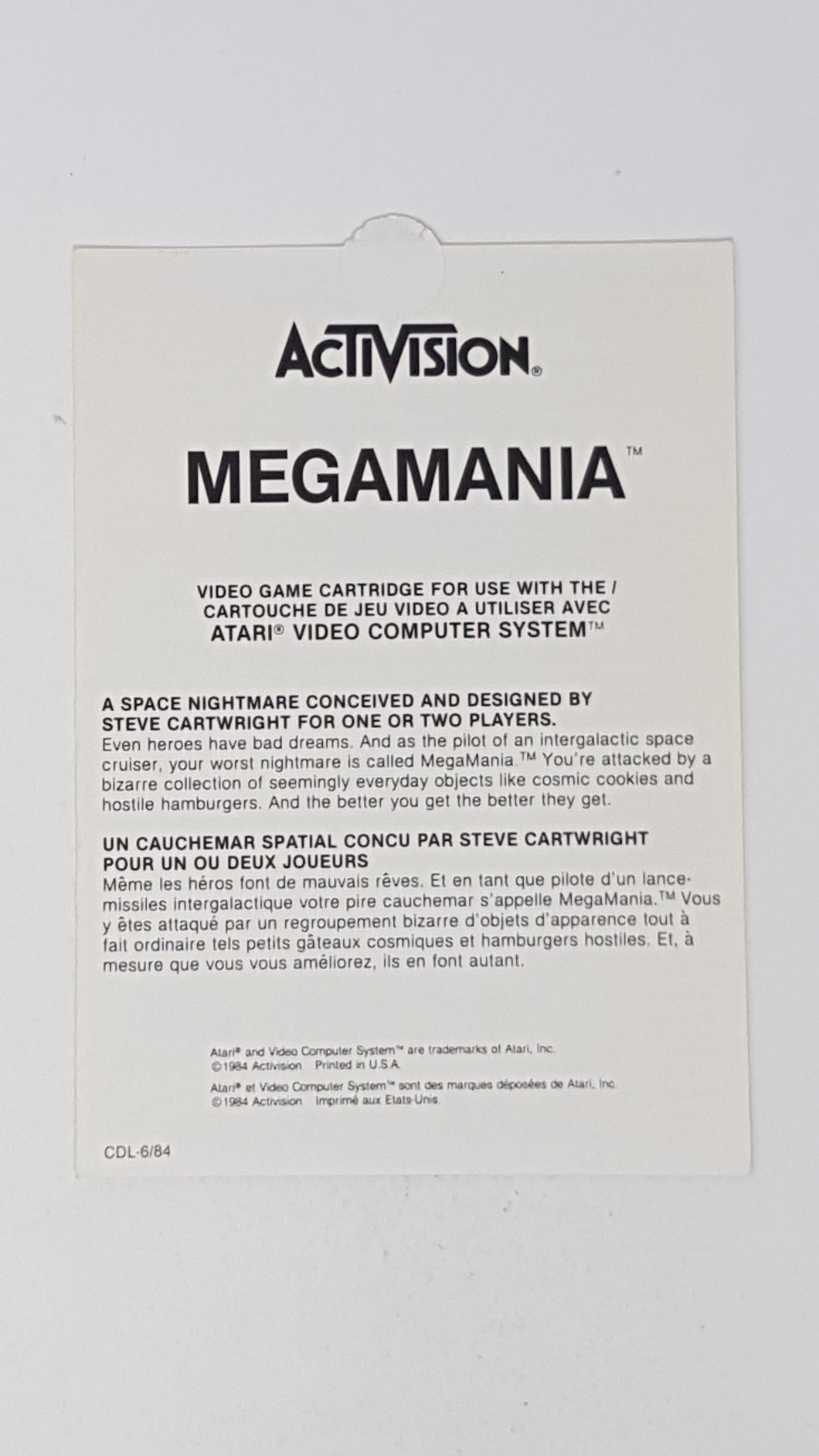 Megamania [Insert] - Atari 2600