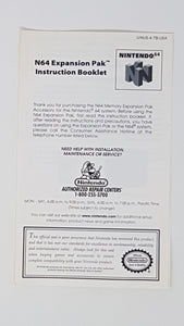 Instruction Expansion Pak [manual] - Nintendo 64 | N64
