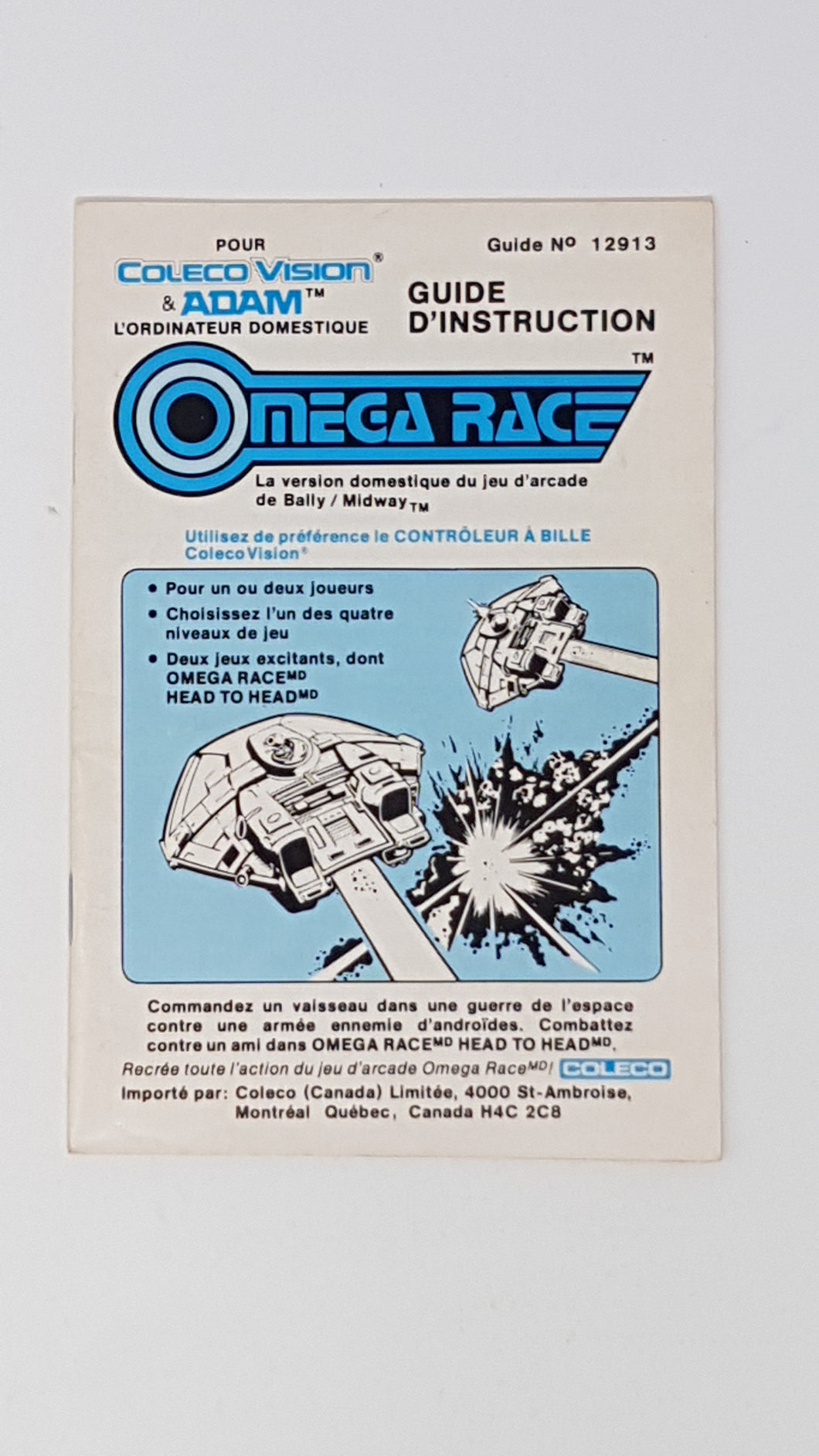 Omega Race [French Manual] - Coleco Vision