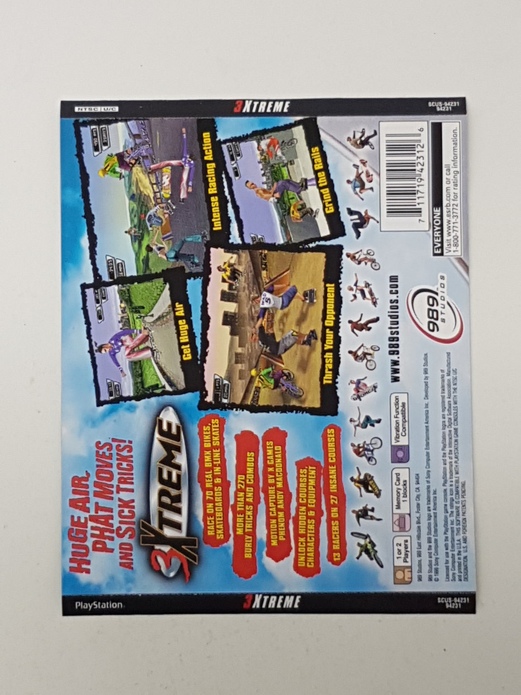 3Xtreme [Back Cover Art] - Sony Playstation 1 | PS1