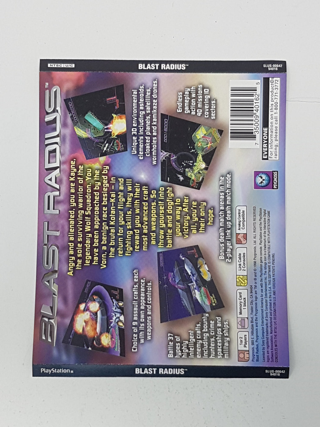 Blast Radius [Back Cover Art] - Sony Playstation 1 | PS1