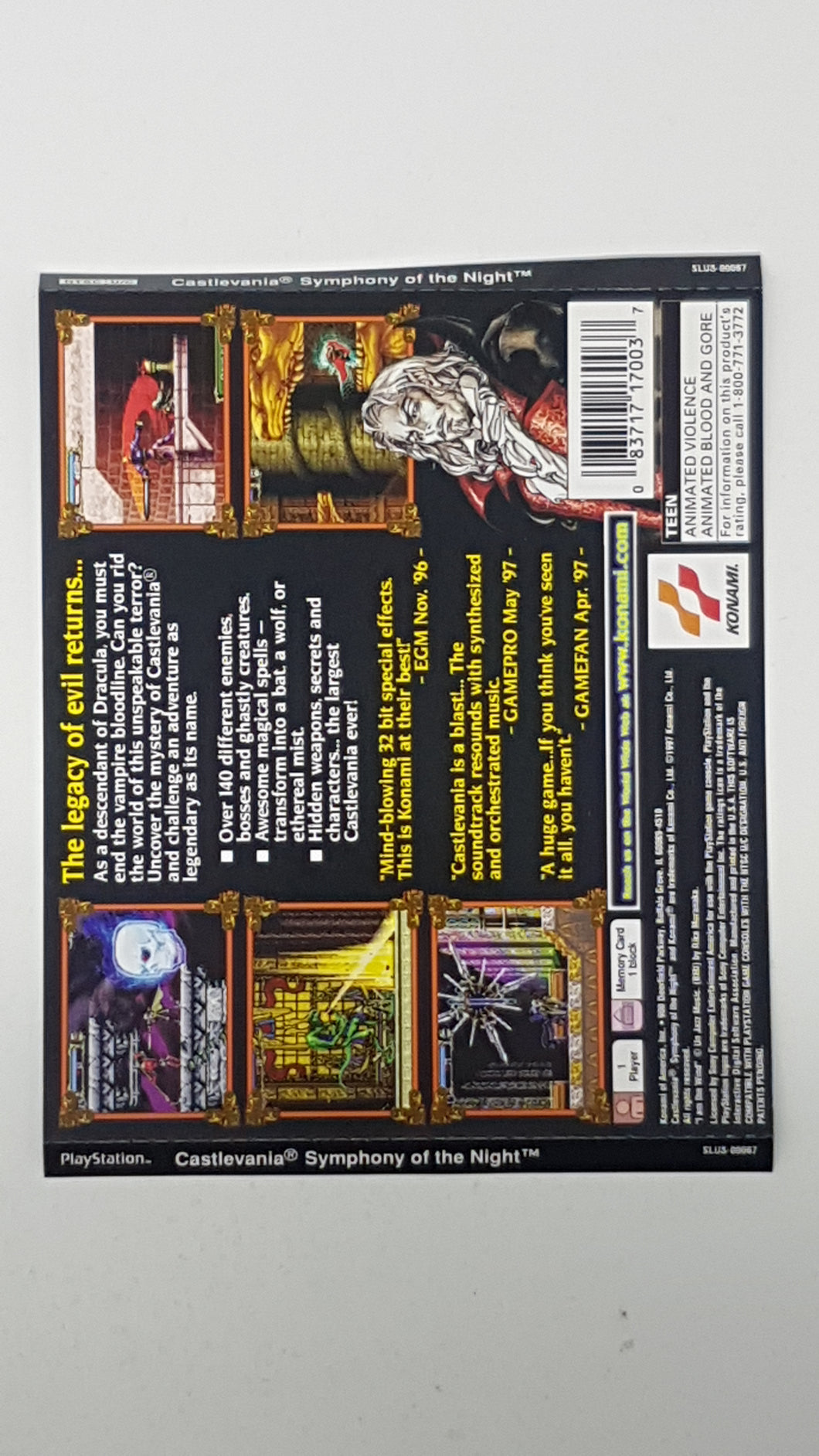 Castlevania Symphony of the Night [Back Cover Art] - Sony Playstation | PS1