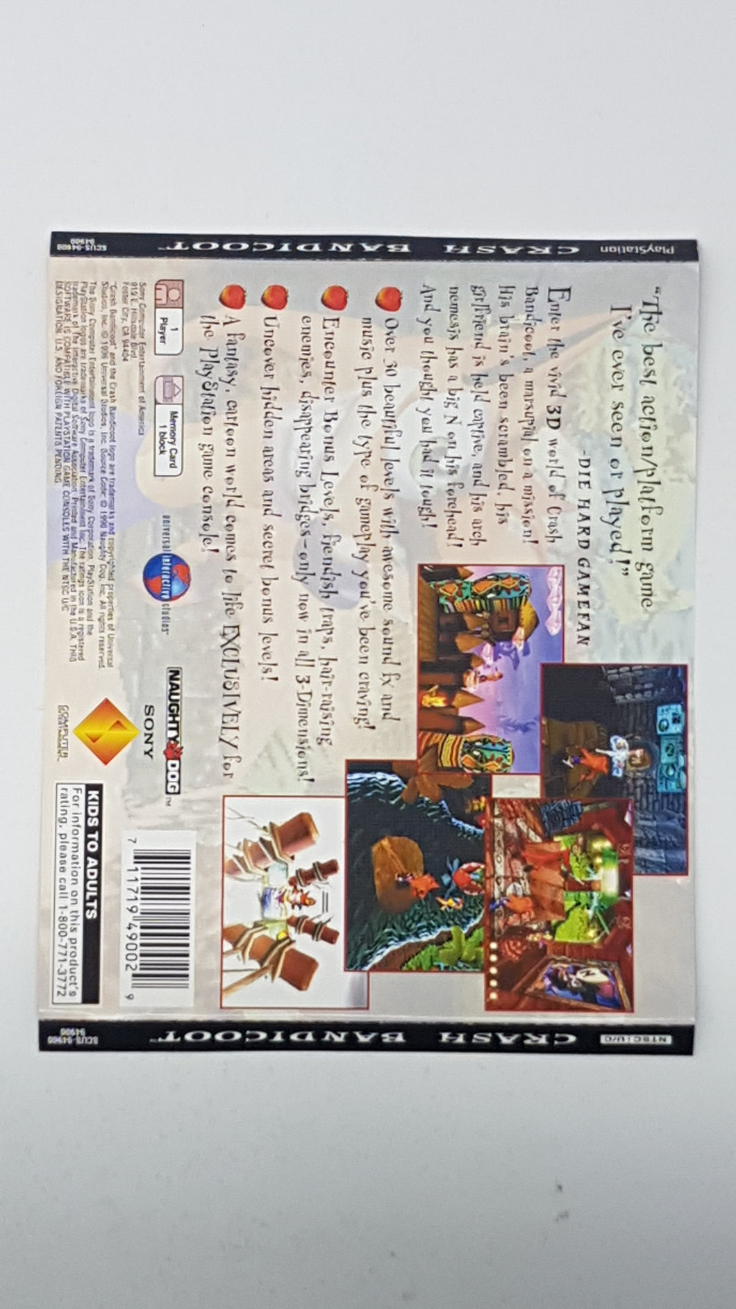 Crash Bandicoot [Back Cover Art] - Sony Playstation 1 | PS1