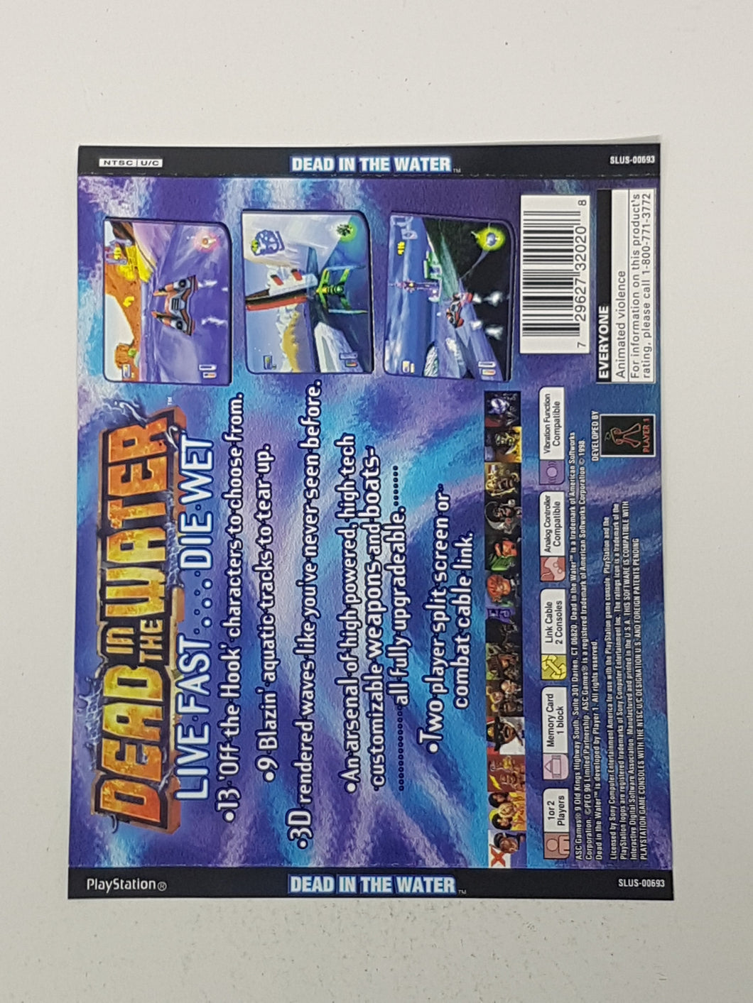 Dead in the Water [Couverture arrière] - Sony Playstation 1 | PS1