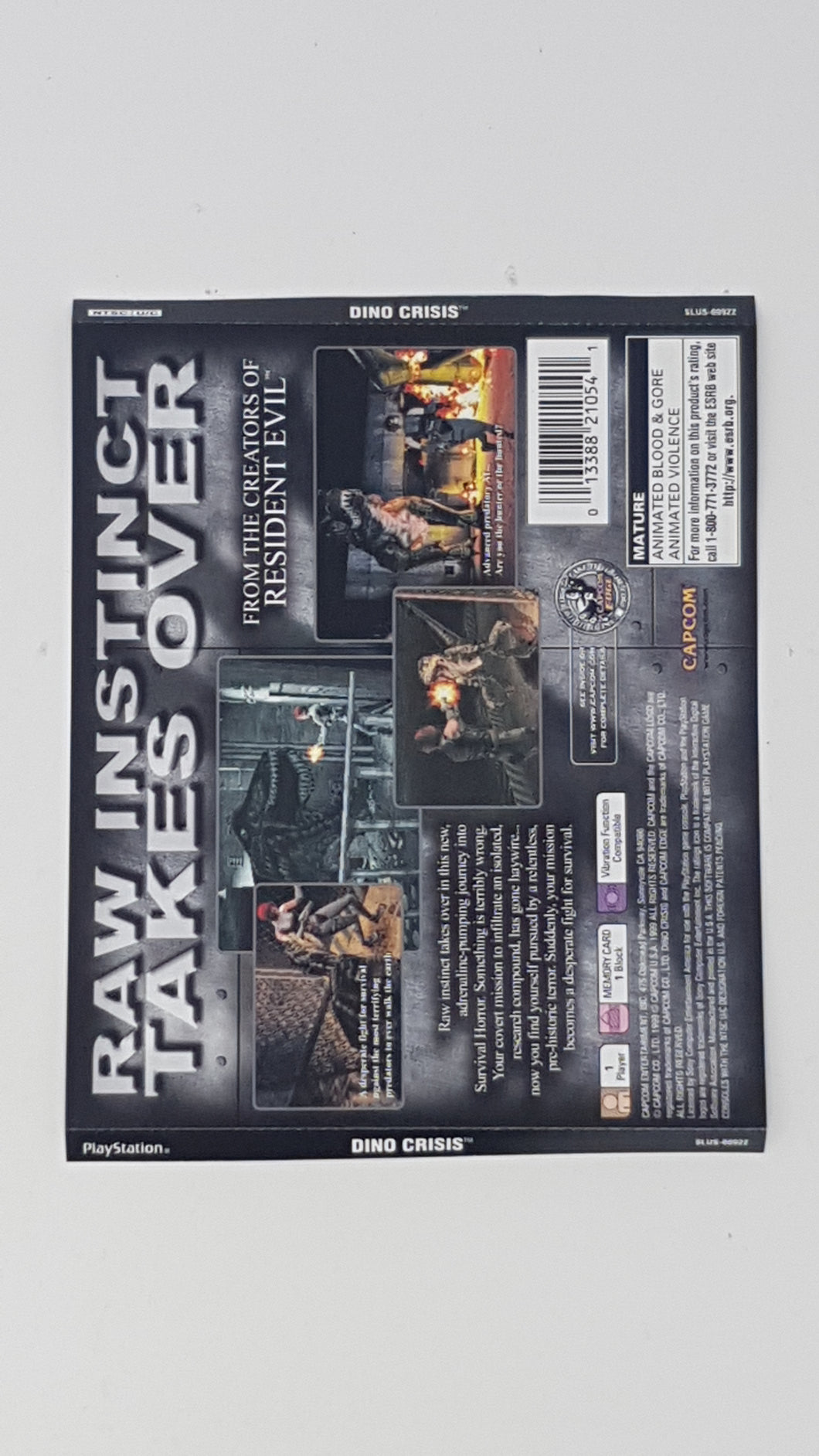Dino Crisis [Back Cover Art] - Sony Playstation | PS1