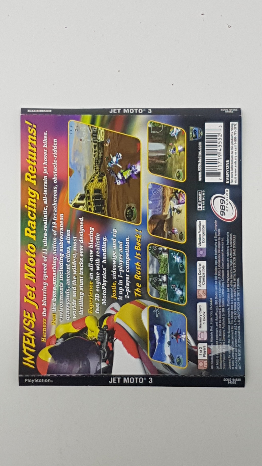 Jet Moto 3 [Back cover art] - Sony Playstation 1 | PS1