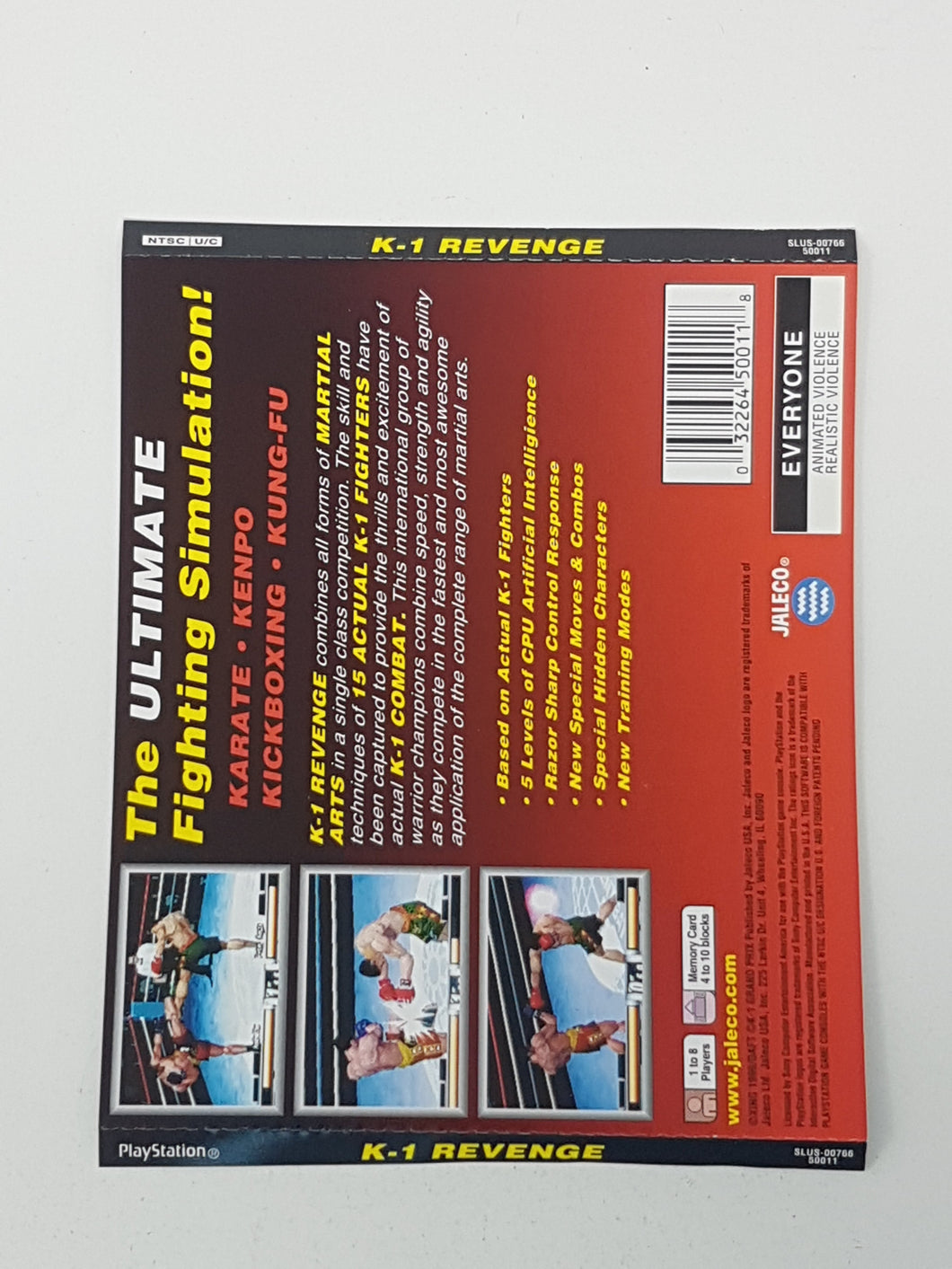 K-1 Revenge [Back Cover Art] - Sony Playstation 1 | PS1