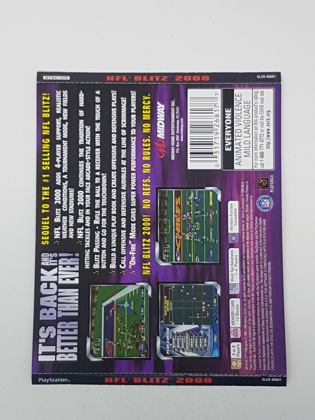 NFL Blitz 2000 [Back Cover Art] - Sony Playstation 1 | PS1