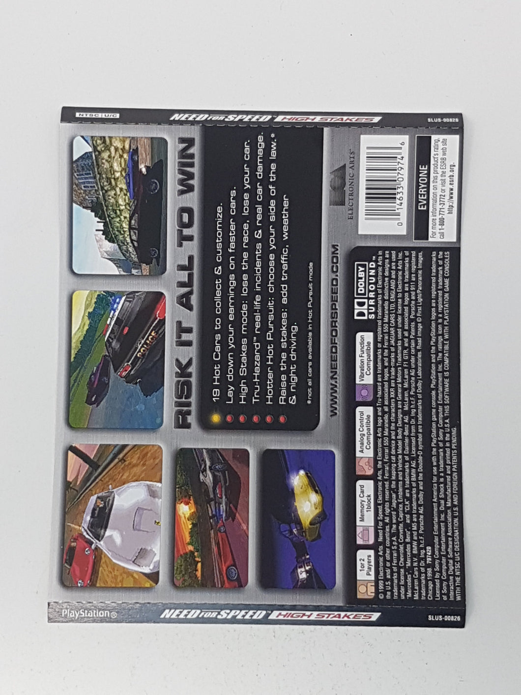 Need for Speed High Stakes [Back Cover Art] - Sony Playstation 1 | PS1