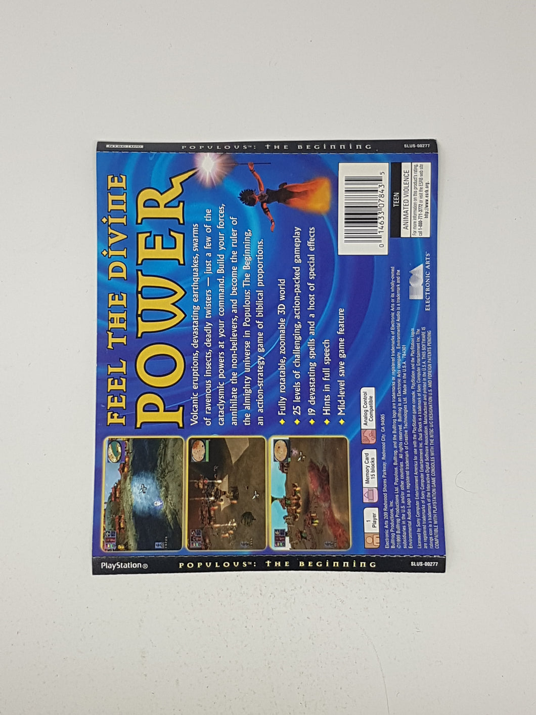 Populous The Beginning [Back Cover Art] - Playstation | PS1