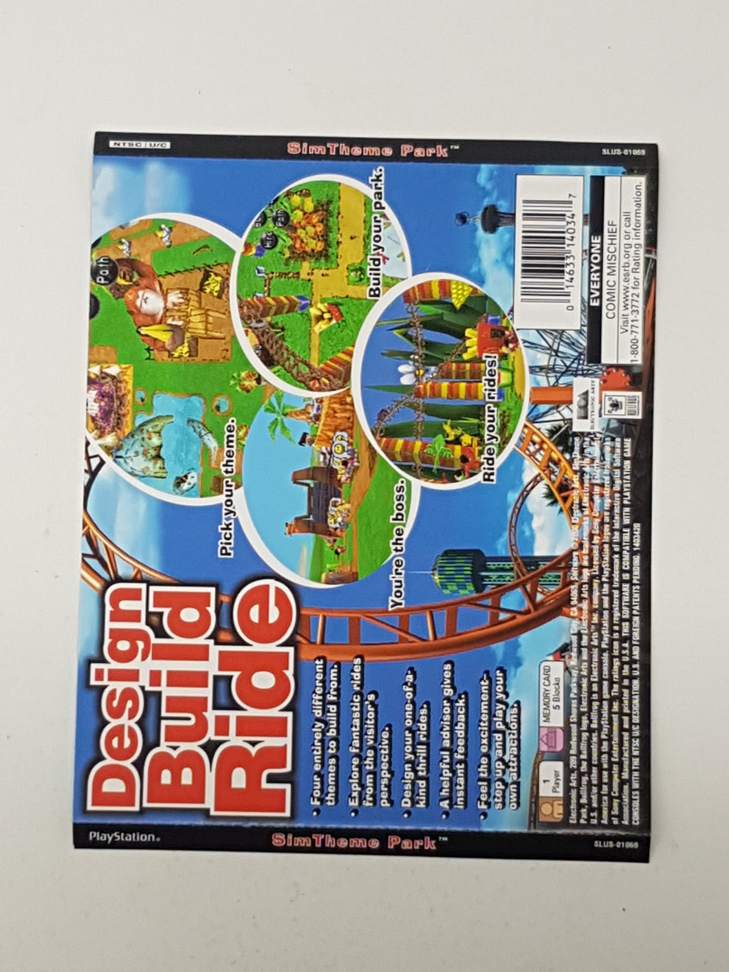 Sim Theme Park [Back Cover Art] - Sony Playstation 1 | PS1