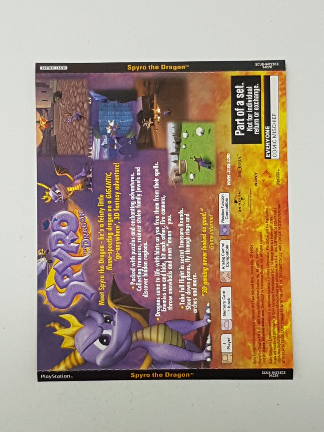 Spyro the Dragon [Back Cover Art] - Sony Playstation 1 | PS1